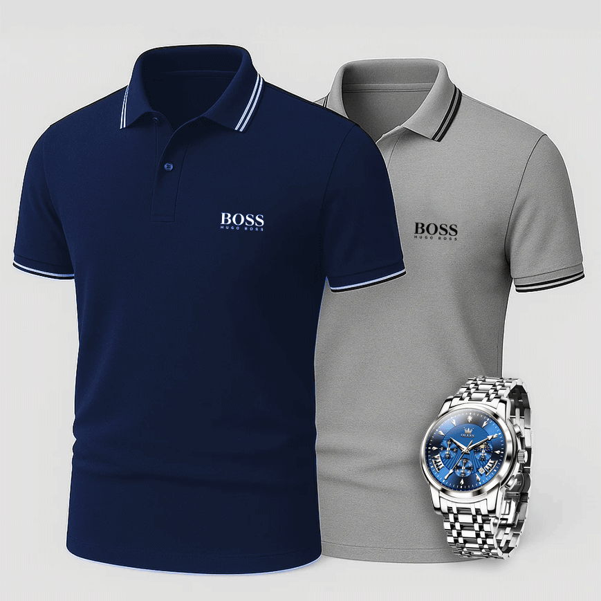 [Buy 2 Pay 1] Hugo Boss Premiere Polo Shirts + Exclusive Watch