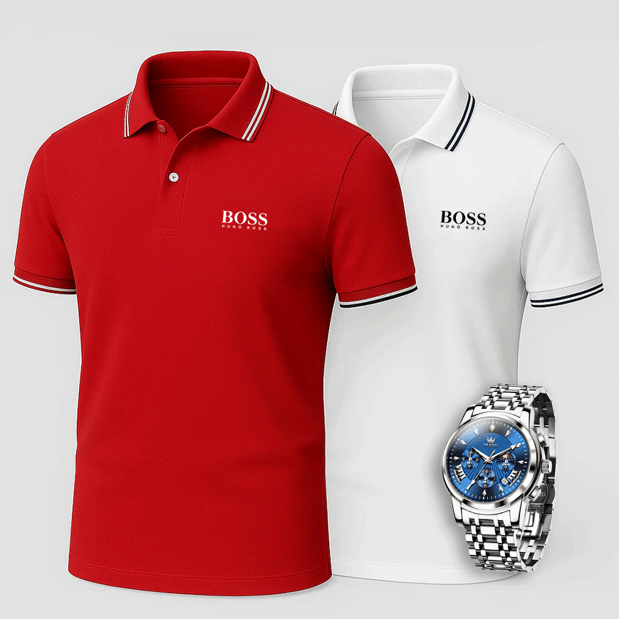 [Buy 2 Pay 1] Hugo Boss Premiere Polo Shirts + Exclusive Watch