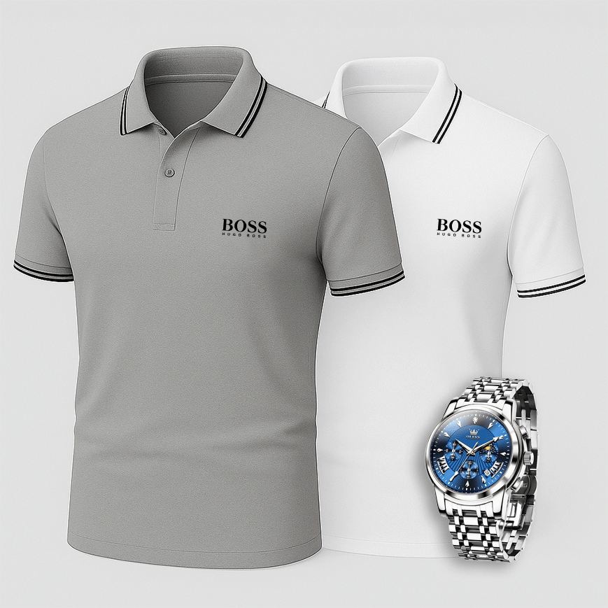 [Buy 2 Pay 1] Hugo Boss Premiere Polo Shirts + Exclusive Watch