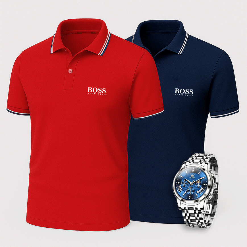 [Buy 2 Pay 1] Hugo Boss Premiere Polo Shirts + Exclusive Watch